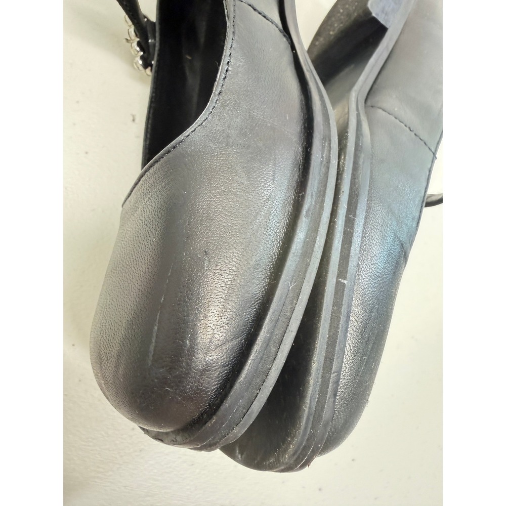 Free People Black Leather Square Toe Rhinestone Buckle Mary Jane Flats 7.5 - Picture 9 of 11